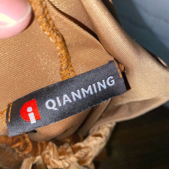 !Sz.3X*Qianming*Brown/Gold Velour-Like Hoodie Top Pullover - Picture 7 of 8